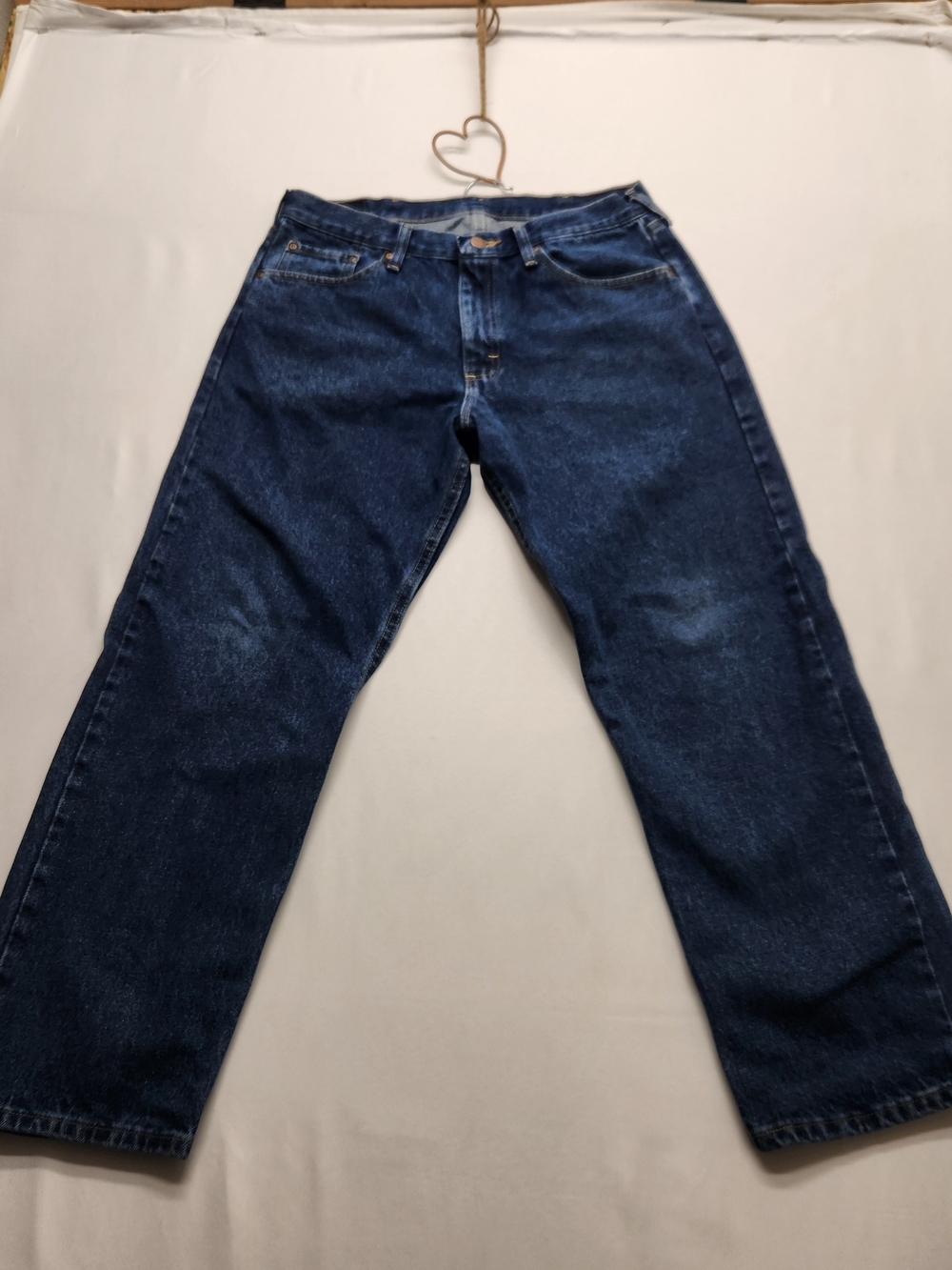 ⭐️Wrangler Relaxed Fit Straight Leg Jeans Blue Denim 34x29 Mens 100% Cotton